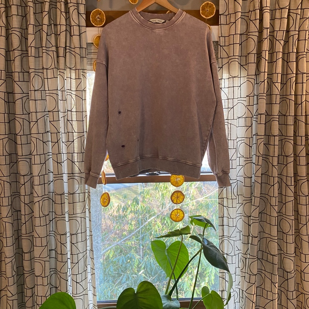 FP Distressed Lavender Crewneck Sweatshirt